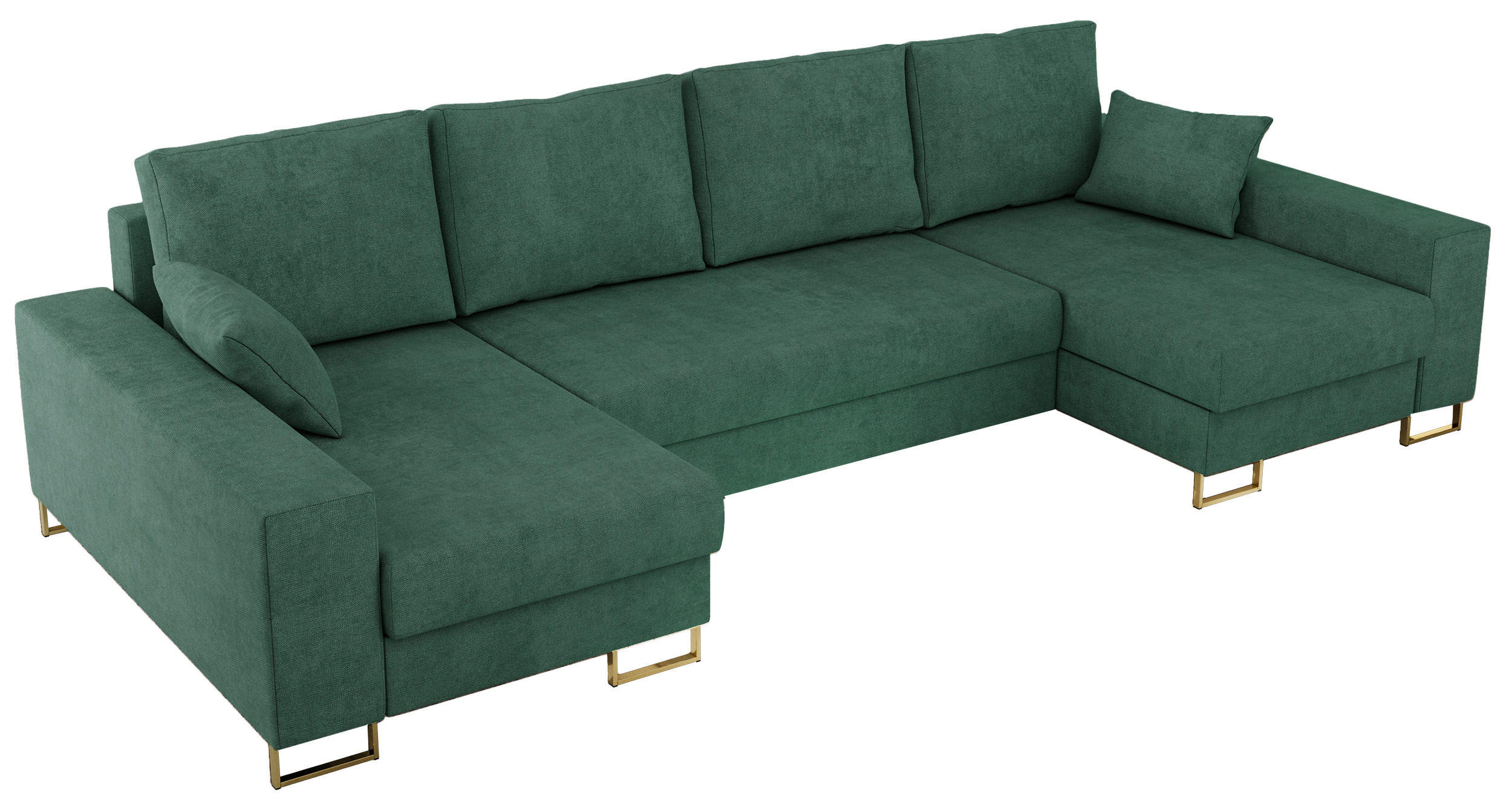 WOHNLANDSCHAFT DORIAN U Struktur Grün - Goldfarben/Grün, Textil/Metall (312/95/138cm) - MKS