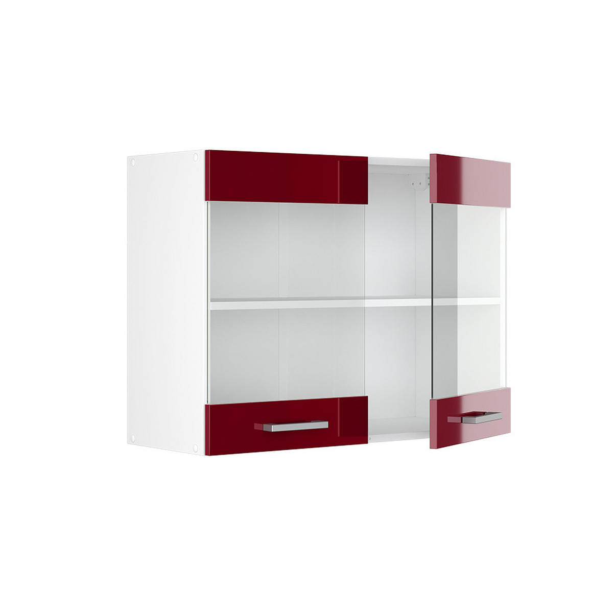 KÜCHENGLASSCHRANK R-Line Rot Hochglanz 80 cm - Rot/Weiß, Holzwerkstoff (80/60/31cm) - Vicco