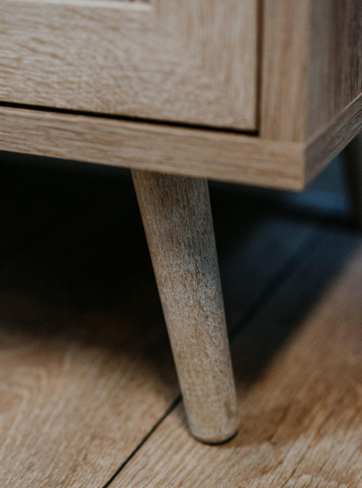 HIGHBOARD Eiche Sonoma, Bast-Dekor 102 cm, Anrichte skandinavisch - Eichefarben, Glas/Holz (101.5/139/40cm) - Furn.Design