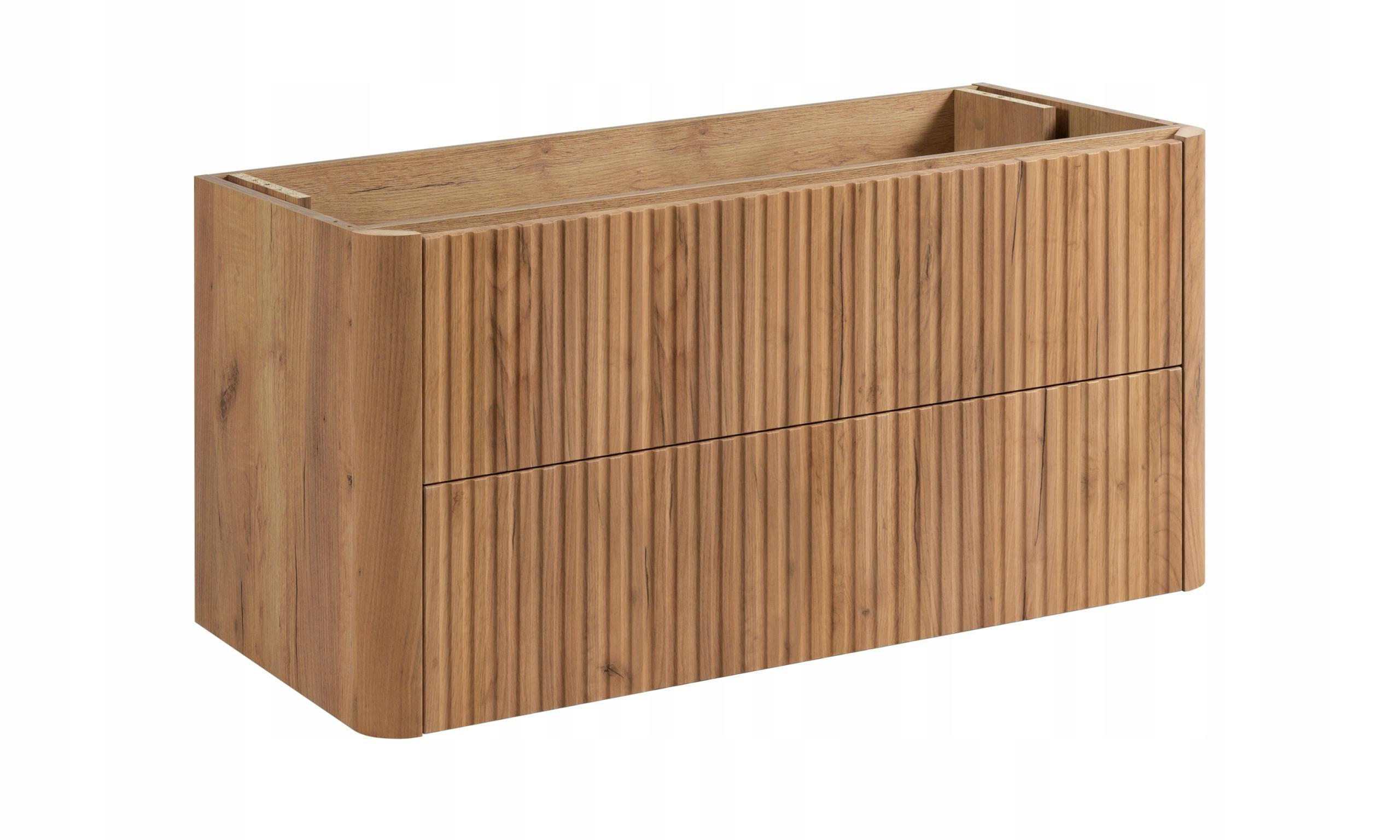 WASCHBECKENUNTERSCHRANK LINEA hängend geriffelt Eiche dunkelbraun 100/48/44 cm - Braun, Holzwerkstoff (100/48.4/43.7cm) - Rodan