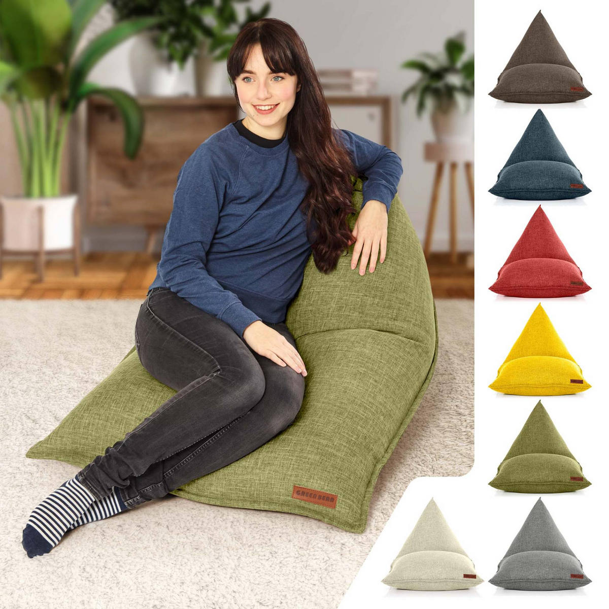 SITZSACK XXL Indoor 150x100x100cm - Grün, Textil (100/100/150cm) - Green Bean