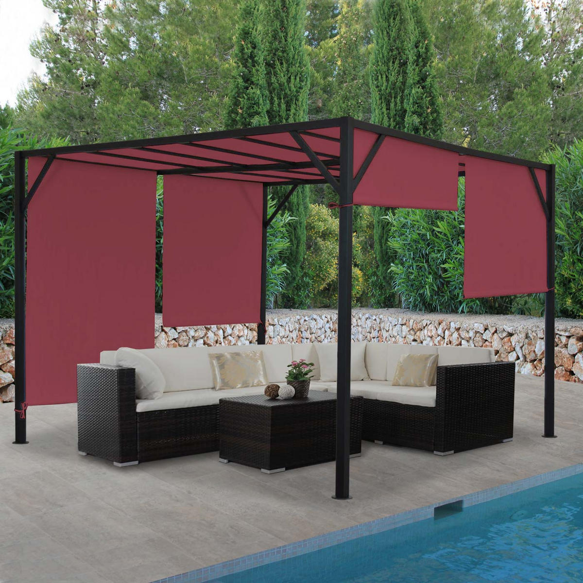 PERGOLA BEJA Bordeaux - Bordeaux, Metall (405/212/405cm) - MCW