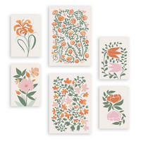 POSTER Set Mit 6 Fustige Blume In Blume Zusammenfassung Ästhetische Dekorative Gemälde Für Ihr Wohnzimmer, Schlafzimmer, Zuhause A3 & A4 Rahmenlos - Klar, Papier (29/3cm) - Nacnic