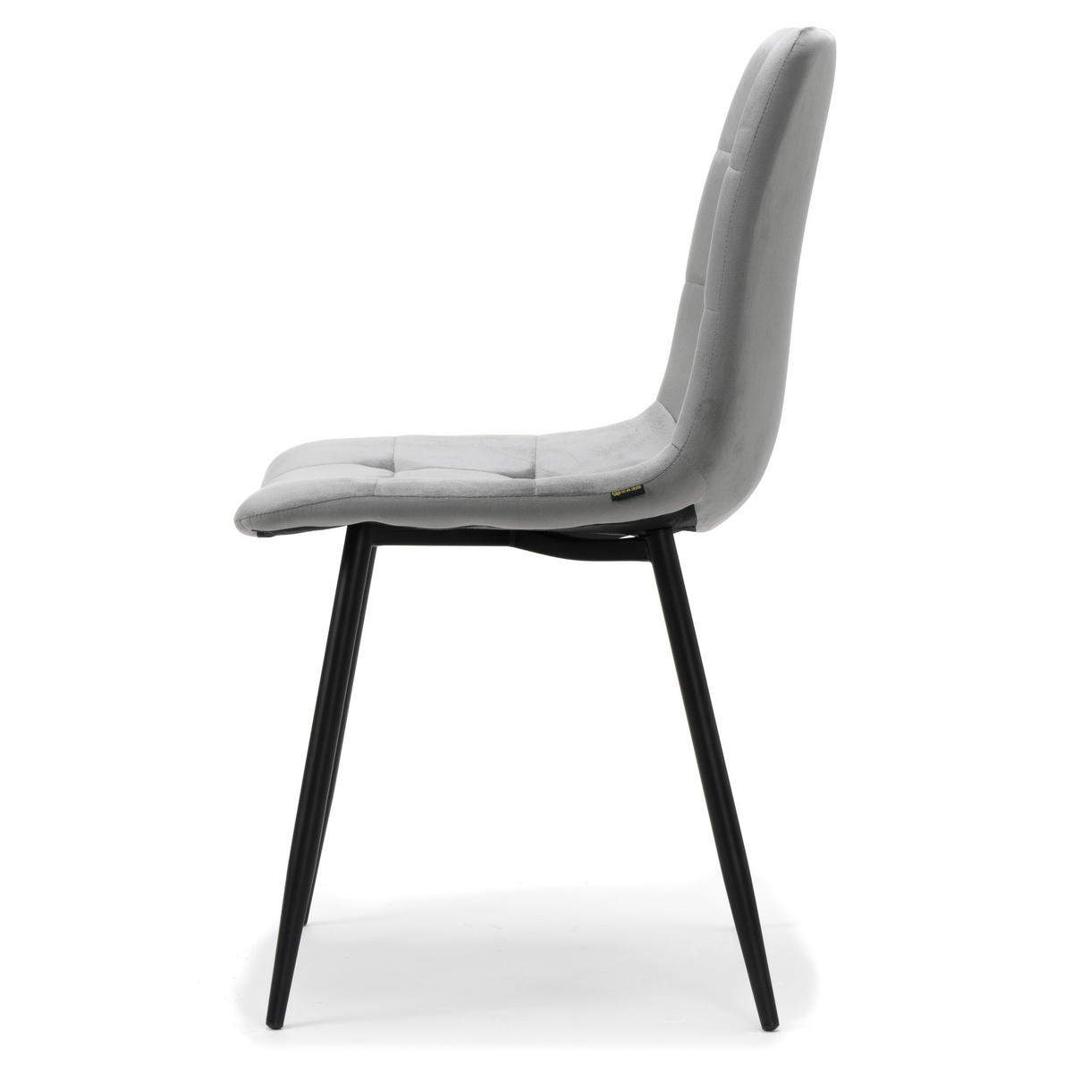 STUHL PARMA gepolsterter mit Steppung - hellgrau - Samt Velour - Hellgrau/Schwarz, Textil/Metall (44/89/45cm) - NEW HOME