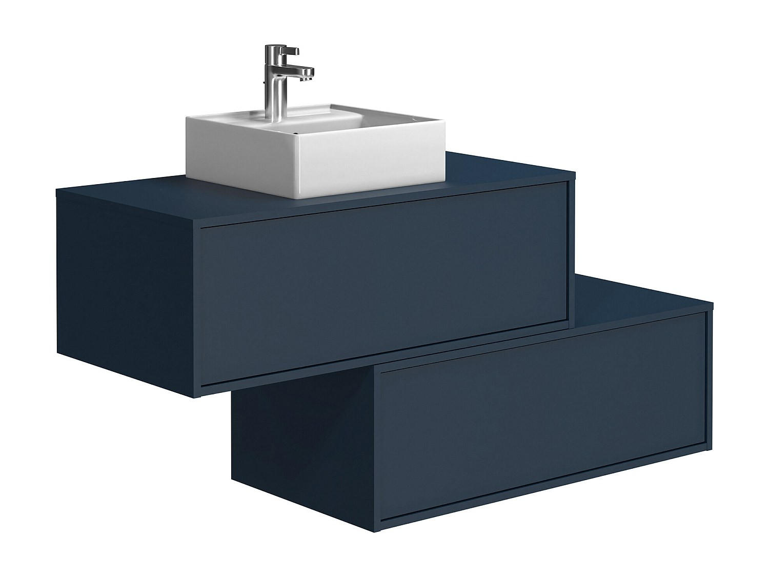 EINZELWASCHTISCH - 94cm x 47cm - Holzspan - marineblau - TEANA - Blau, Holz (94/32/47cm) - Vente-Unique