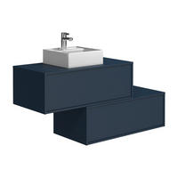 EINZELWASCHTISCH - 94cm x 47cm - Holzspan - marineblau - TEANA - Blau, Holz (94/32/47cm) - Vente-Unique