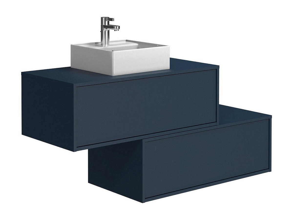 EINZELWASCHTISCH - 94cm x 47cm - Holzspan - marineblau - TEANA - Blau, Holz (94/32/47cm) - Vente-Unique