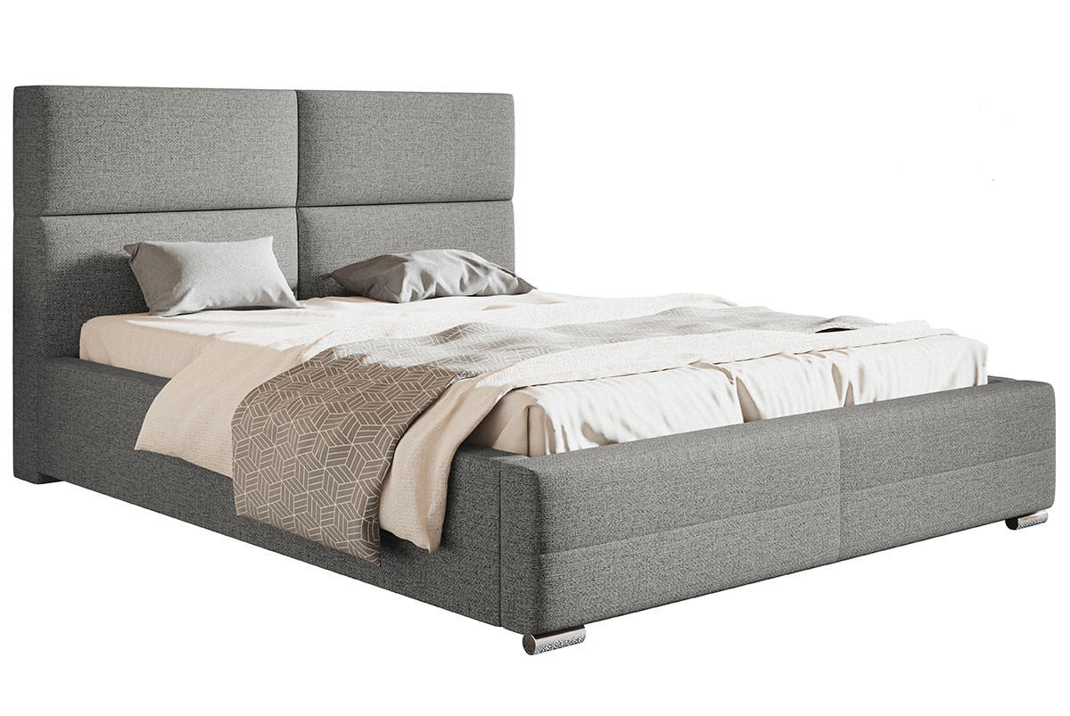 BETT Grau BEN 3 Gepolstert Stoff Plecionka 140x200 cm - Grau, Textil (140/200cm) - Sepro Meble