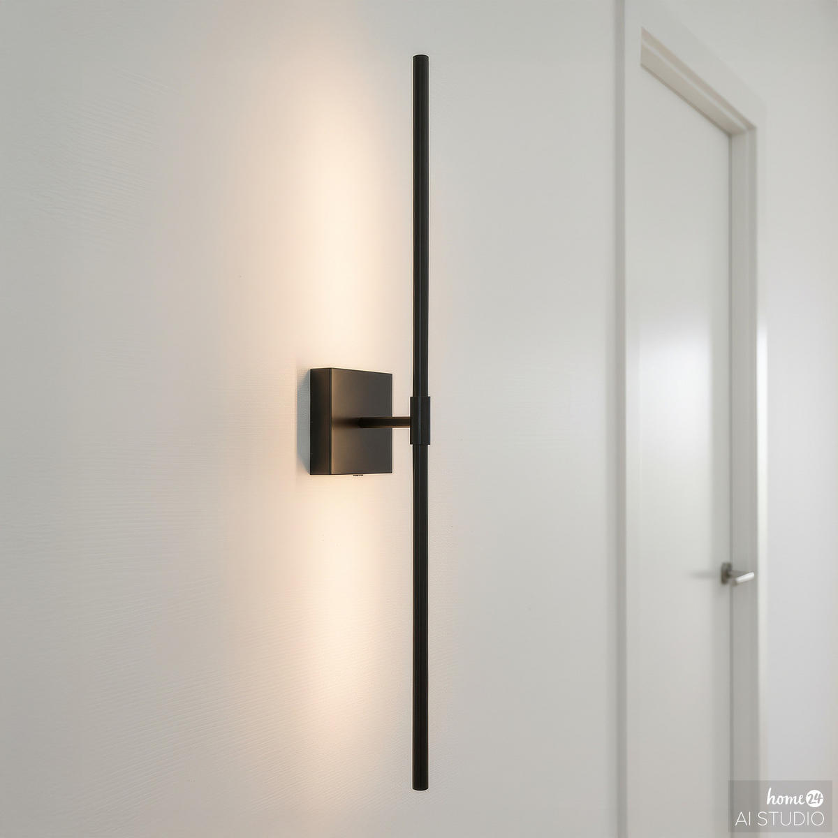 AKKU-WANDLEUCHTE inkl. Fernbedienung - 3-Stufen-Dimmer - Eisen - Schwarz, Metall (12/71/11cm) - home24