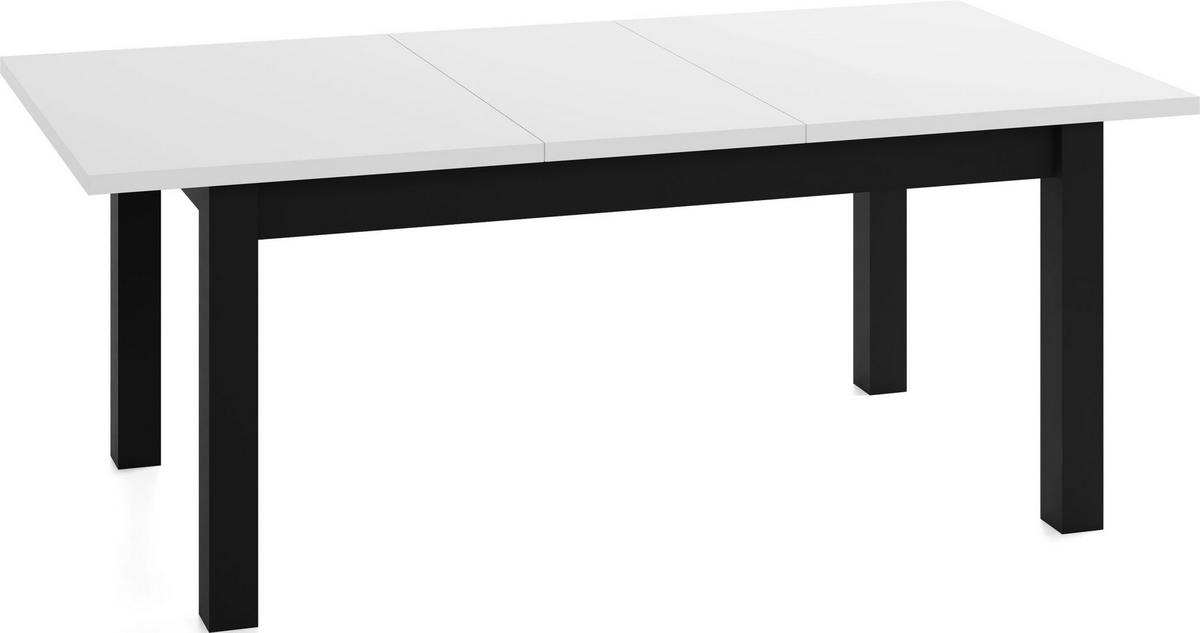 ESSTISCH Lindberg ausziehbar verlängerbar rechteckig, Weiß 140-160/80/77 cm - Schwarz/Weiß, Holz/Holzwerkstoff (140/80/76.5cm) - WFL GROUP