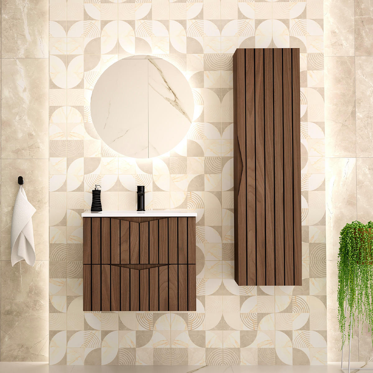 WASCHTISCH 60cm Siena Holz und Schwarz - Schwarz, Holzwerkstoff (60/50/45.8cm) - Petits-meubles