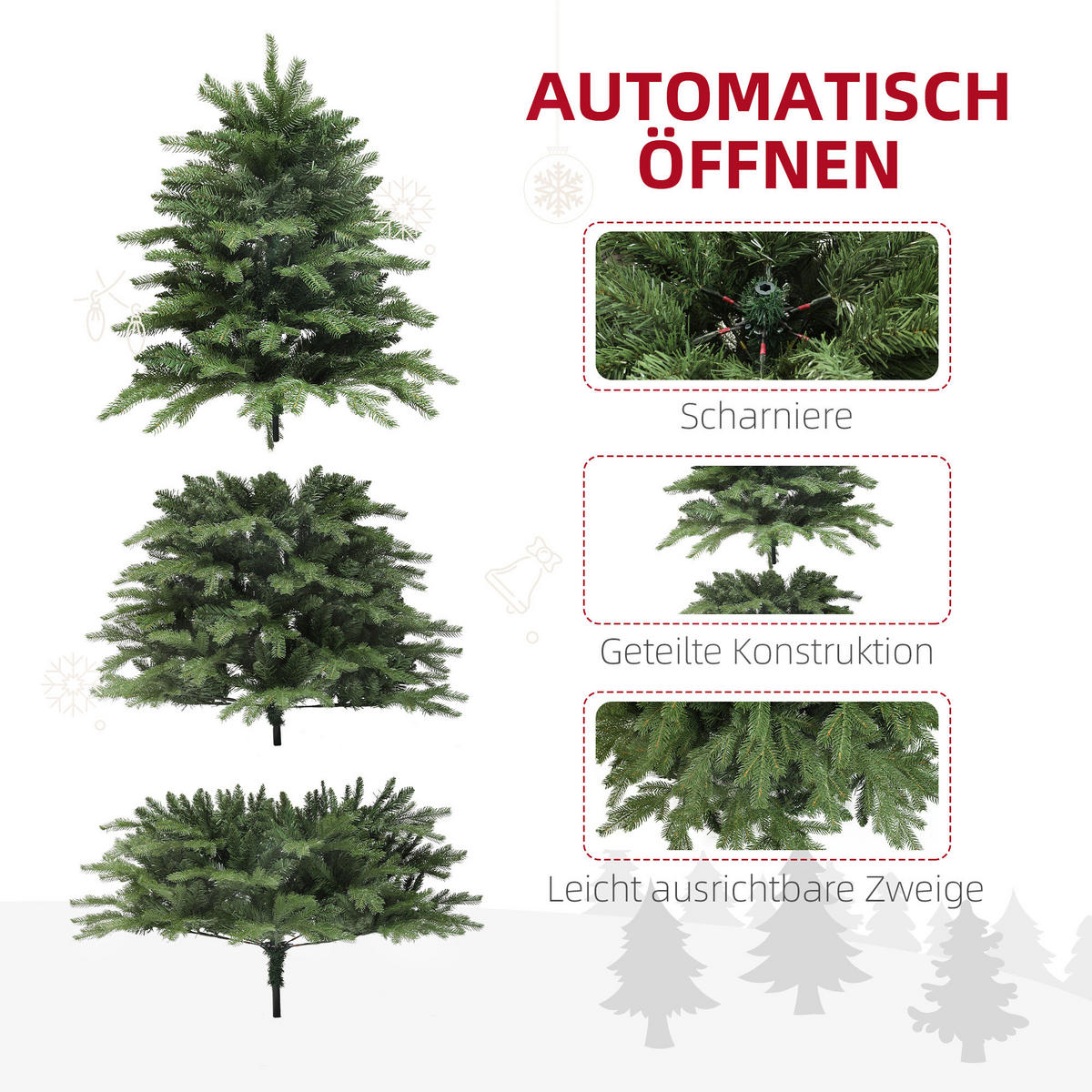 WEIHNACHTSBAUM 180 cm , Alpentanne, naturgetreu, Grün - Grün, Kunststoff (180cm) - HOMCOM