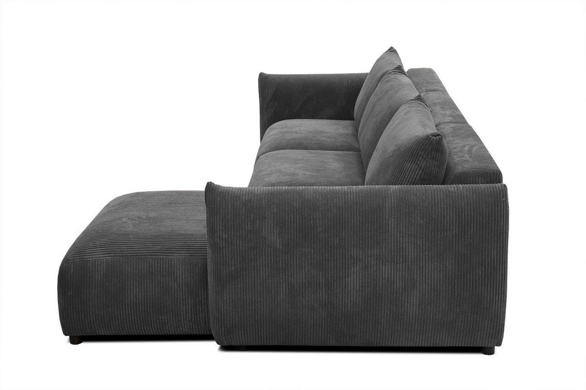 ECKSOFA TAUER 5-Sitzer, dunkelgrau - Dunkelgrau/Schwarz, Holzwerkstoff/Kunststoff (294/173cm) - Courtois Laville