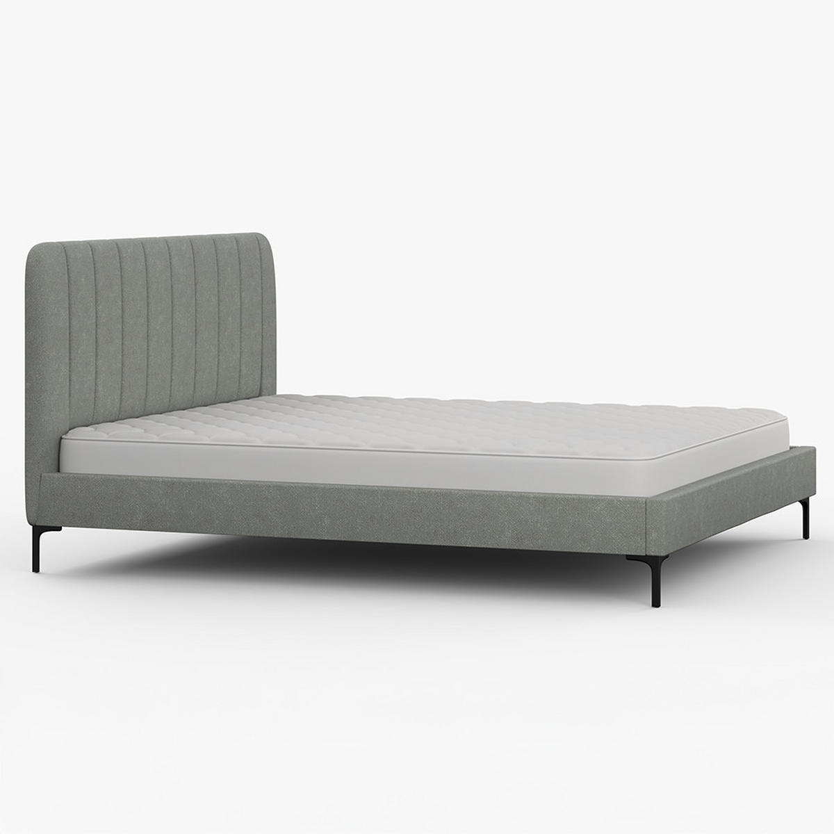 POLSTERBETT LUMI, Lattenrost, ohne Bettkasten, gepolsterte Kopfstütze 160/200 in Grau - Schwarz/Grau, Holz/Textil (160/200cm) - imoebel24