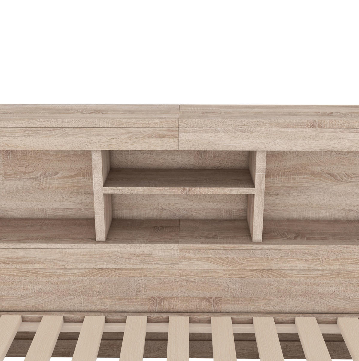 POLSTERBETT aus Spanplatte & MDF 140x200 cm in Natur mit LED & Ausziehbett - Naturfarben, Holzwerkstoff (140/200cm) - Modfu