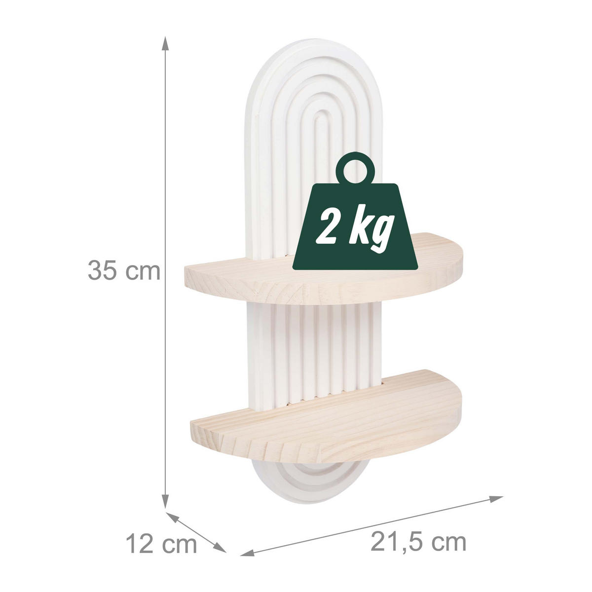 WANDREGAL Natur-Weiß 2er-Set - Multicolor, Holz (21.5/35/12cm) - Relaxdays