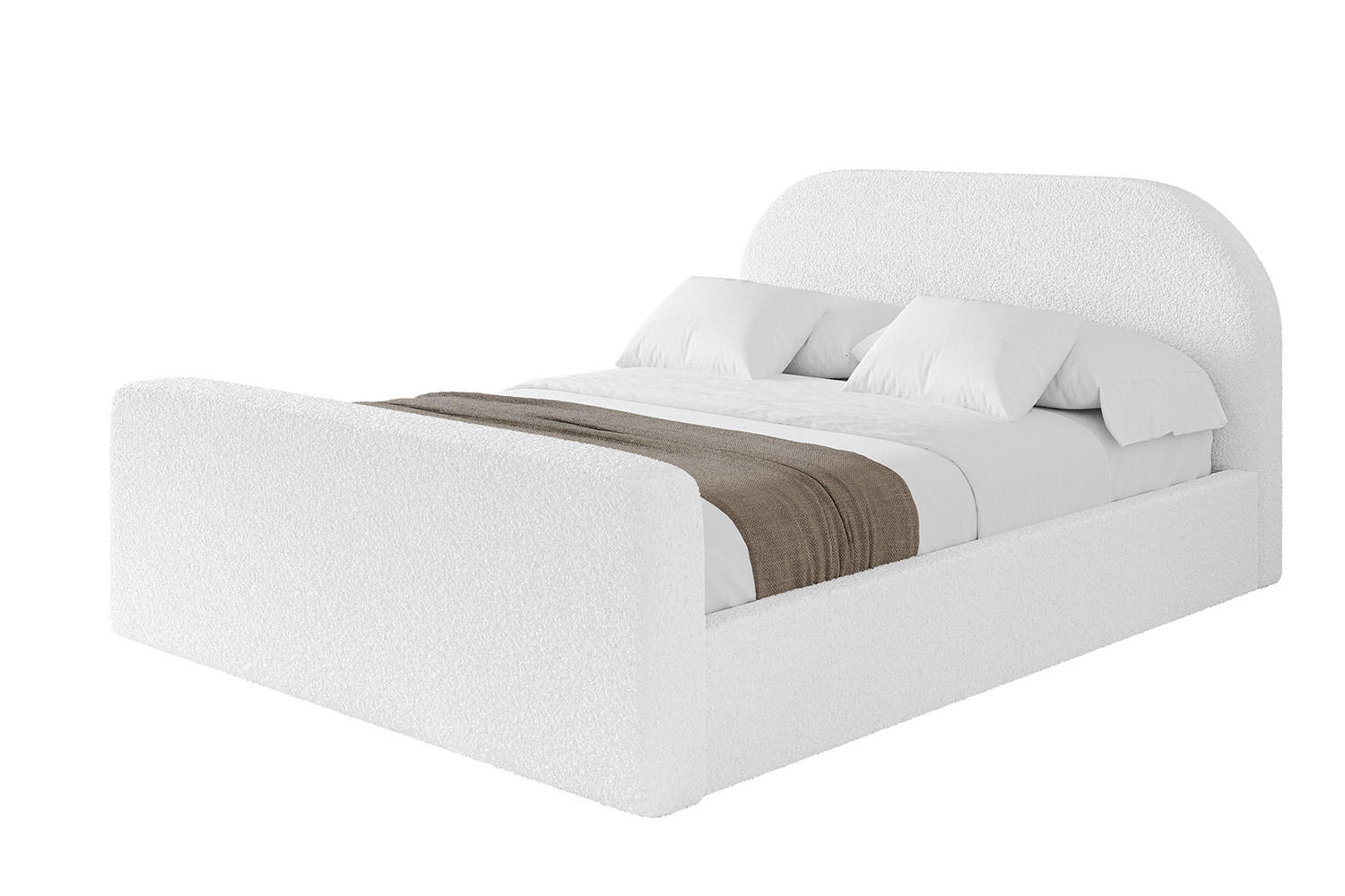POLSTERBETT mit Bettkasten, Fußteil und Lattenrost, Boxbett mit Matratze H3/H4 - TIVON-Z 200x200 Weiß - Weiß, Holzwerkstoff/Textil (200/200cm) - ALTDECOR