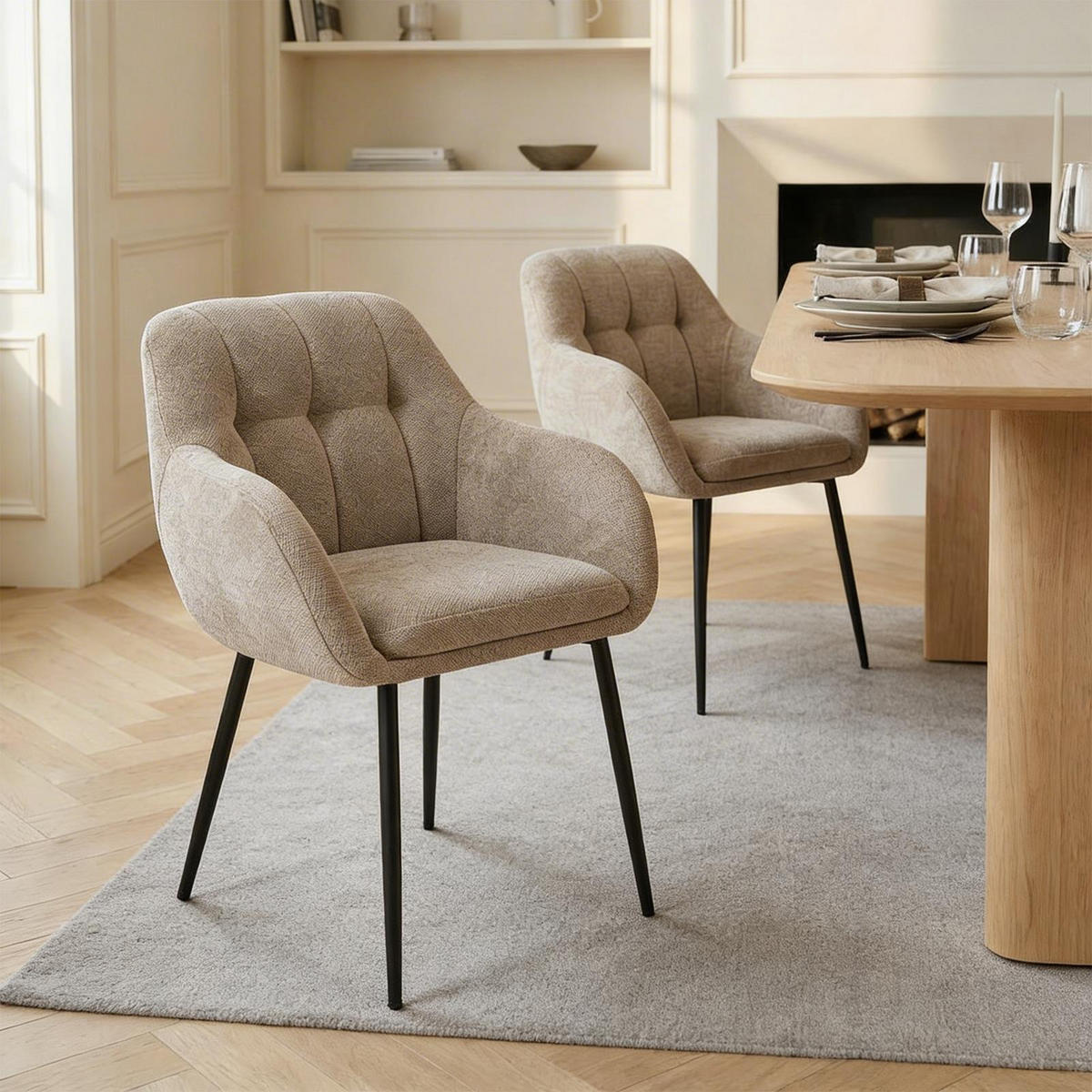 ESSZIMMERSTÜHLE SOMA 2er-Set hellbraun - Hellbraun, Textil (64/83/68cm) - IDIMEX