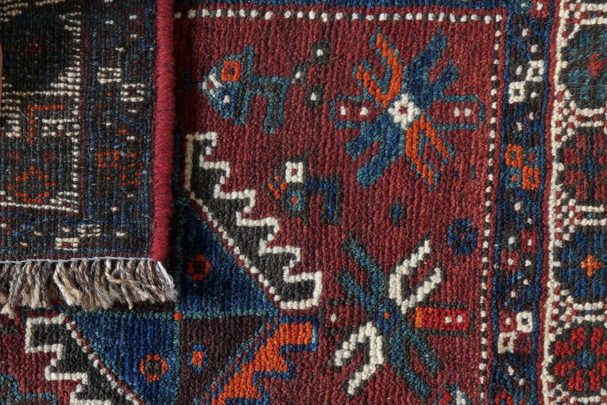 ORIENTTEPPICH handgeknüpft Gashgai Rot, Blau 63/57 cm Schurwolle - Blau/Rot, Textil (57/63cm) - Looma