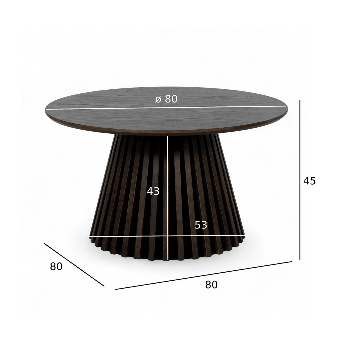 COUCHTISCH rund Räuchereiche 80/80/45 cm - Braun, Holzwerkstoff (80/80/45cm) - Furnhouse
