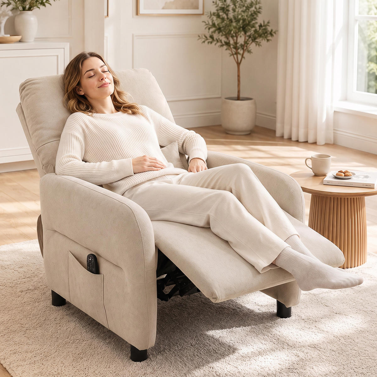 MASSAGESESSEL Polyester Beige - Dunkelgrau/Beige, Holzwerkstoff/Kunststoff (87/100/77cm) - HOMCOM