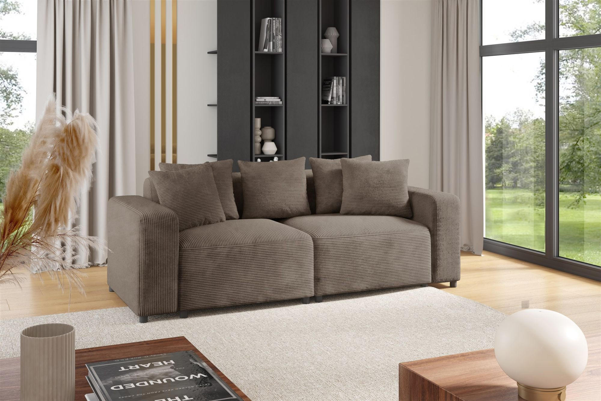 SOFA Megan 2-sitzer In Poso - Mokka, Holzwerkstoff/Textil (236/75/98cm) - Fun Möbel