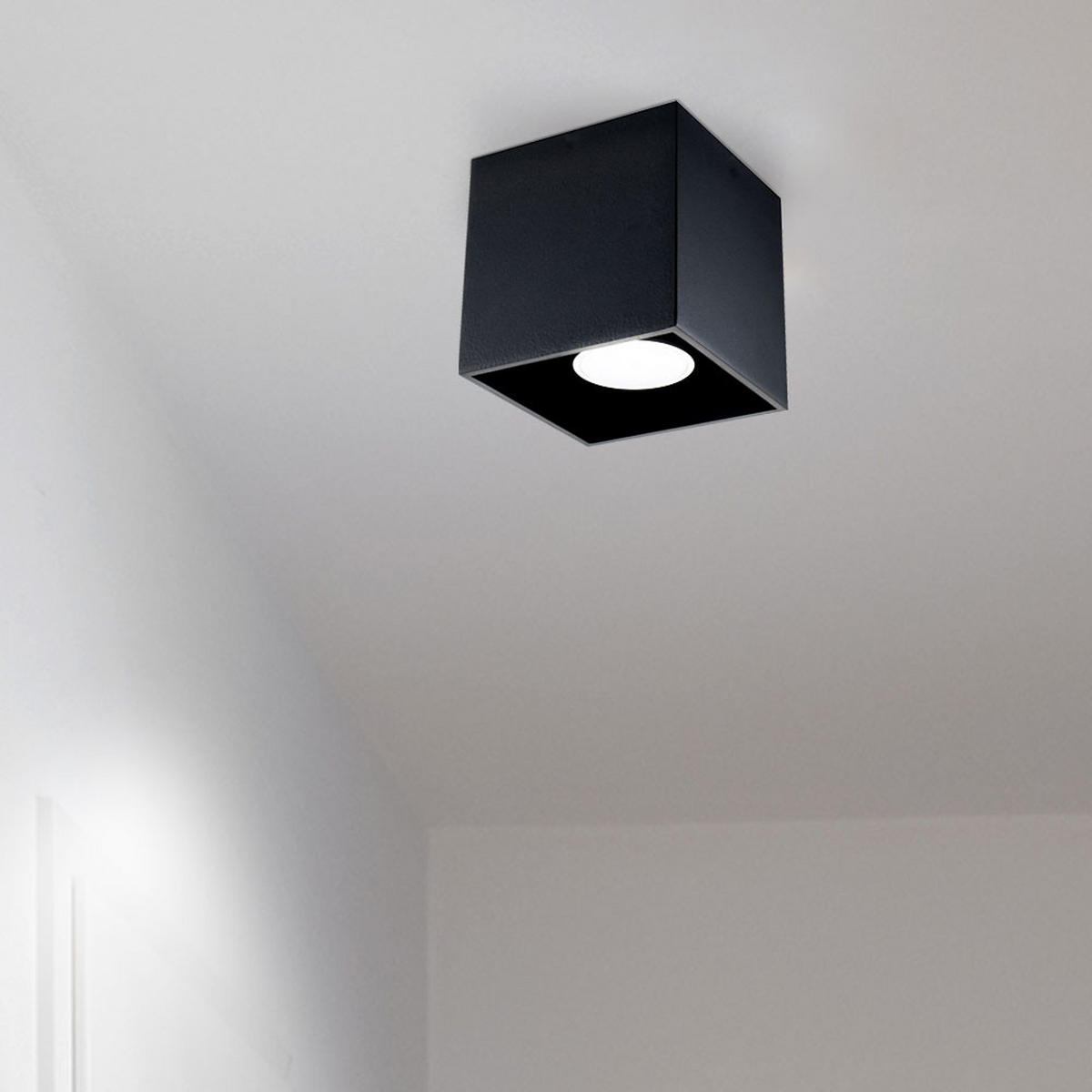 DECKENLEUCHTE Aluminium Schwarz - Schwarz, Metall (10/10/10cm)