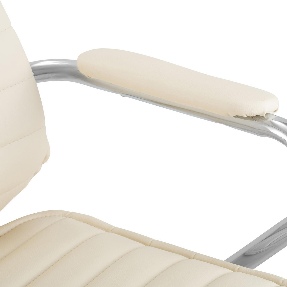 CHEFSESSEL Lederlook Creme - Chromfarben/Creme, Textil/Metall (60/117/67cm) - CLP
