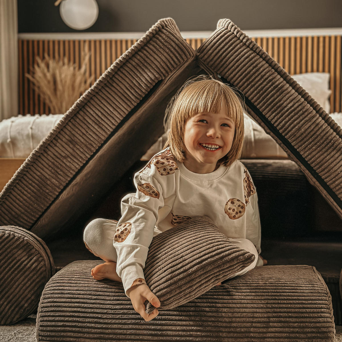 KINDERSOFA, Aesthetic, Cord, Braun - Braun, Textil (160/48/80cm) - MeowBaby
