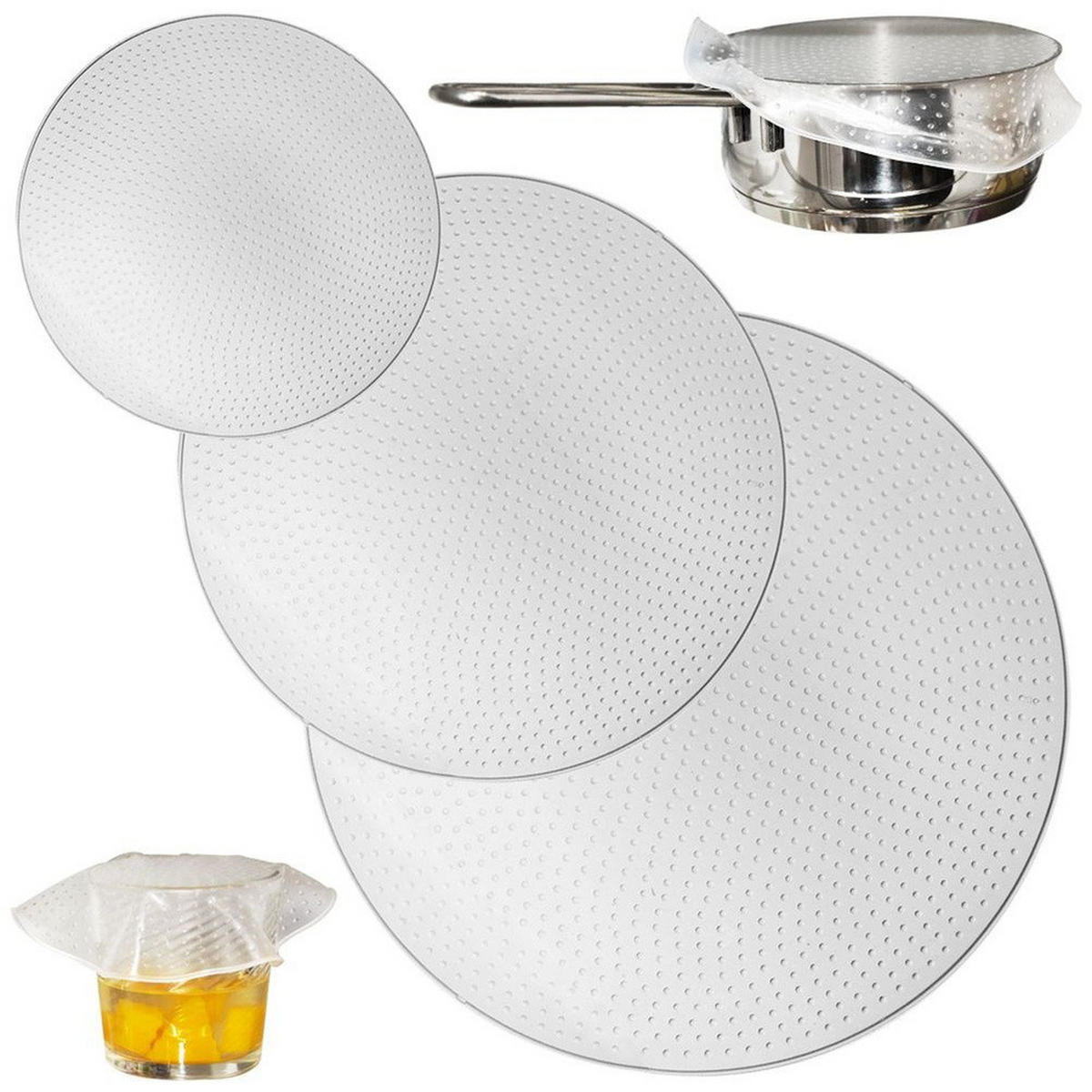SILIKONDECKEL universell 3-teilig Transparent - Transparent, Kunststoff (26cm) - Orion 