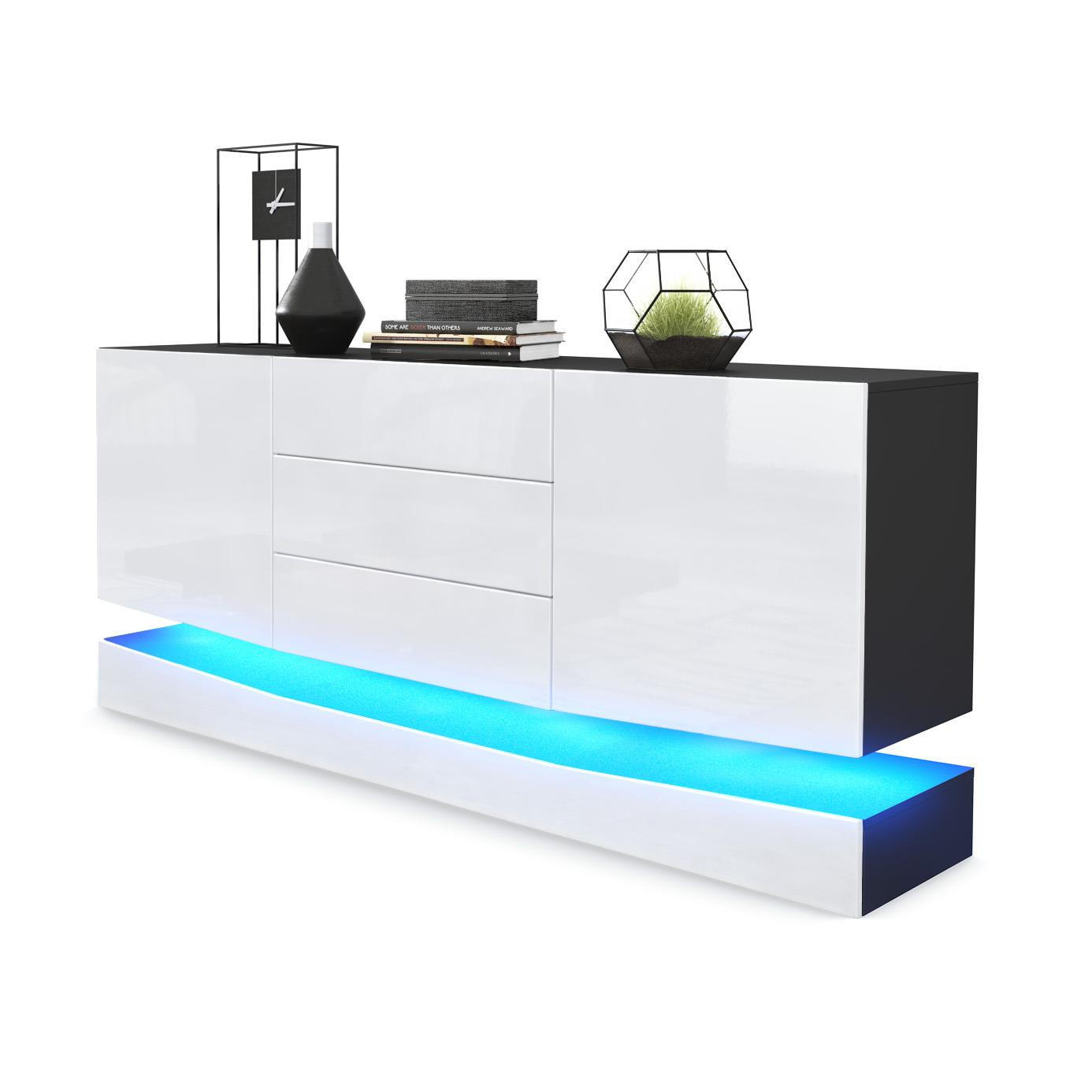 Vladon Sideboard Weiß Hochglanz 178x82x39 cm