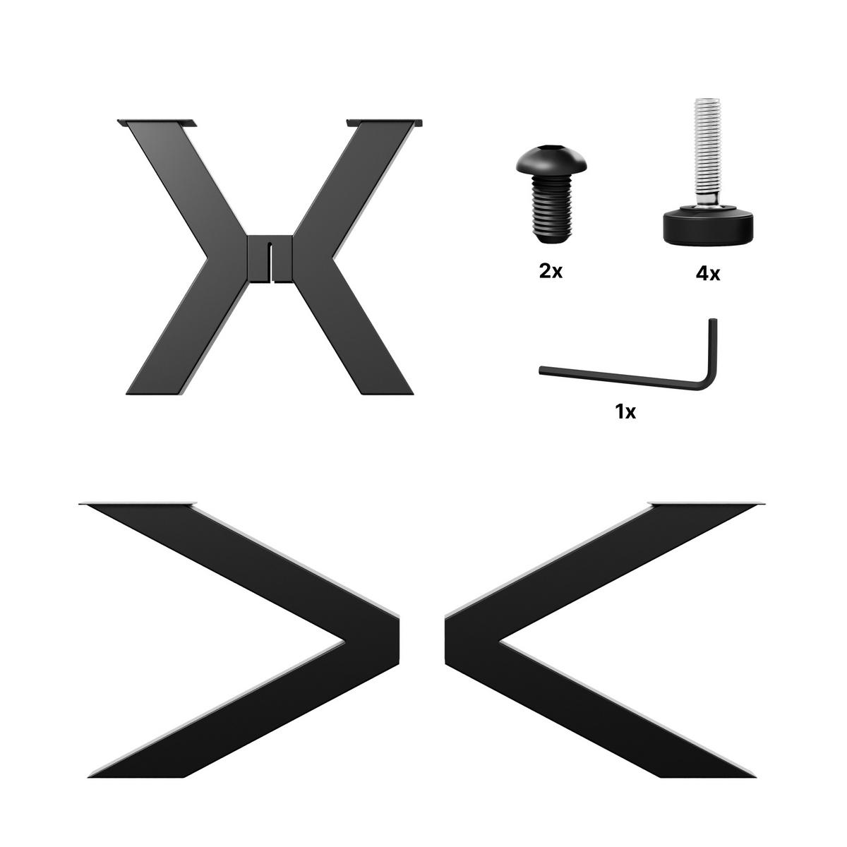 TISCHBEINE Acamar Extreme Metall Schwarz 180/70/72 cm - Schwarz, Metall (80/72/180cm) - Metalo Pro