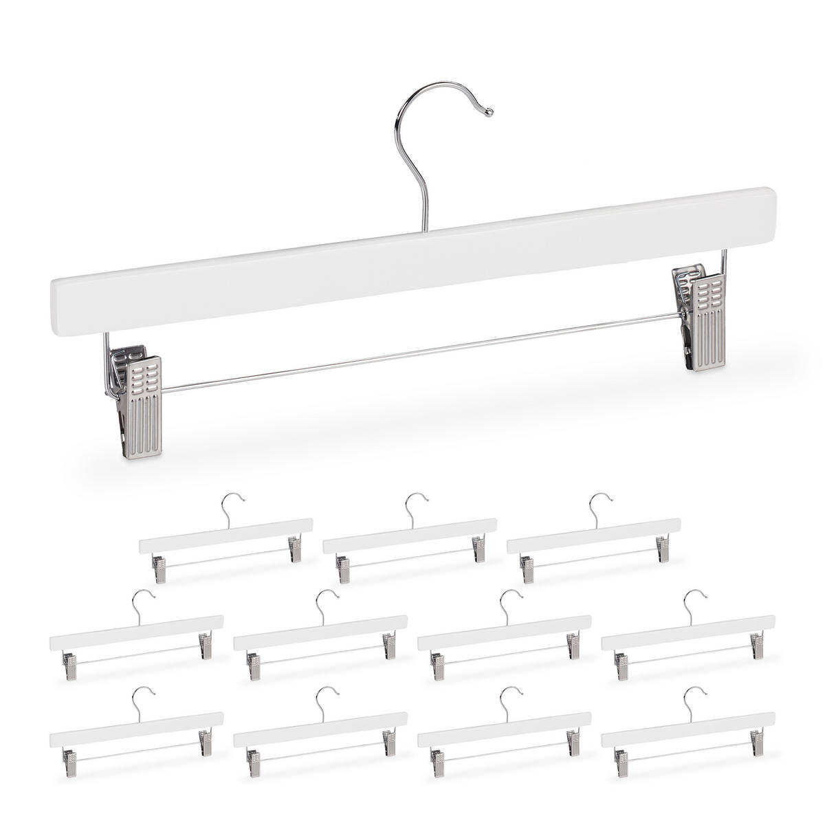 12XHOSENBÜGEL - Multicolor, Holz/Metall (35.5/16/2.5cm) - Relaxdays