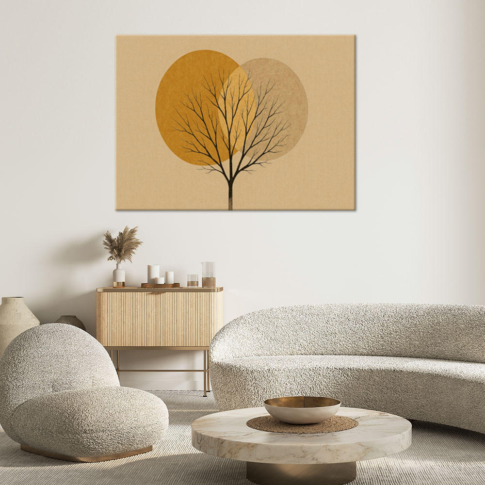 LEINWANDBILD Japandi Baum Abstraktion 120x80cm - Beige, Textil (120/80cm) - Feeby