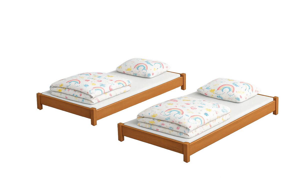 STAPELBETTEN 2-er Set Sendi 180x80 teak - Braun, Holzwerkstoff - LUKDOM