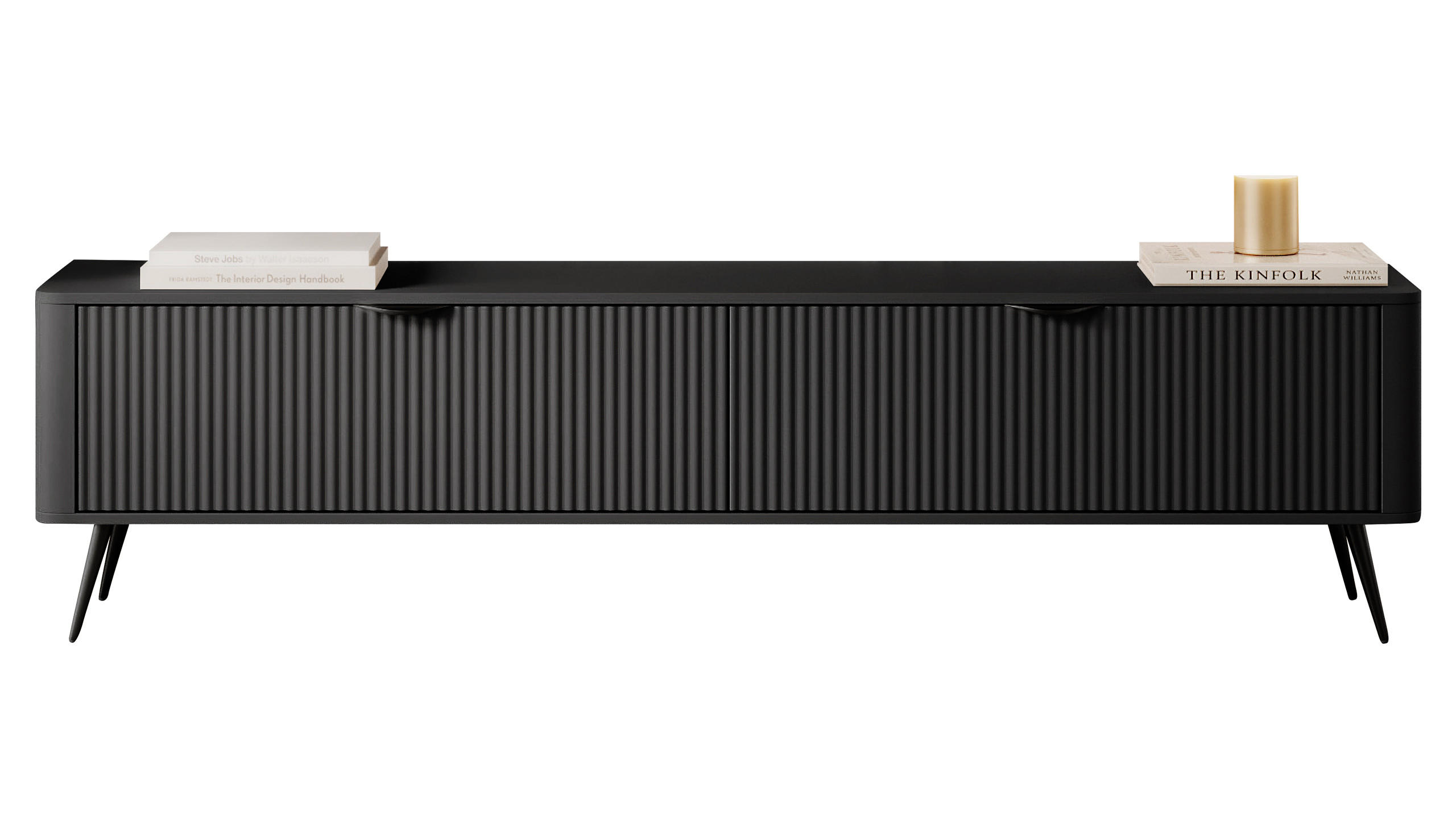 TV-ELEMENT Lante 200 2D - Dunkelgrau/Schwarz, Holzwerkstoff/Metall (200/52/38cm) - MIRJAN24