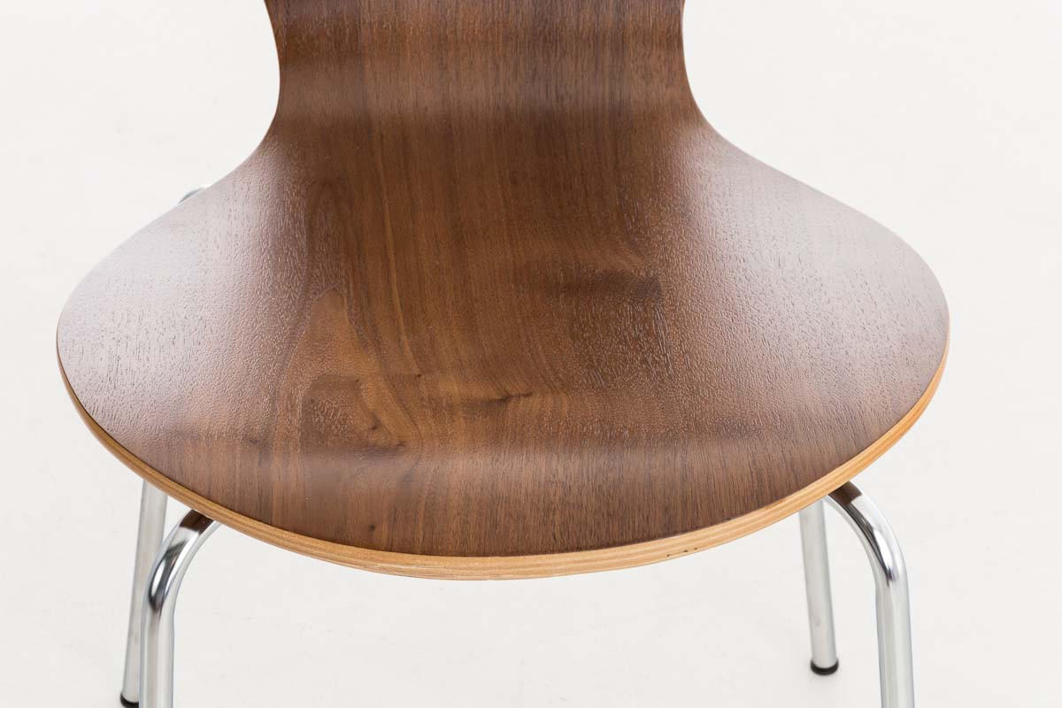BESUCHERSTUHL Calisso mit Holzsitz und Metallgestell, Farbe: Walnuss - Chromfarben/Walnussfarben, Holz/Metall (42/85/47cm) - TPFLiving