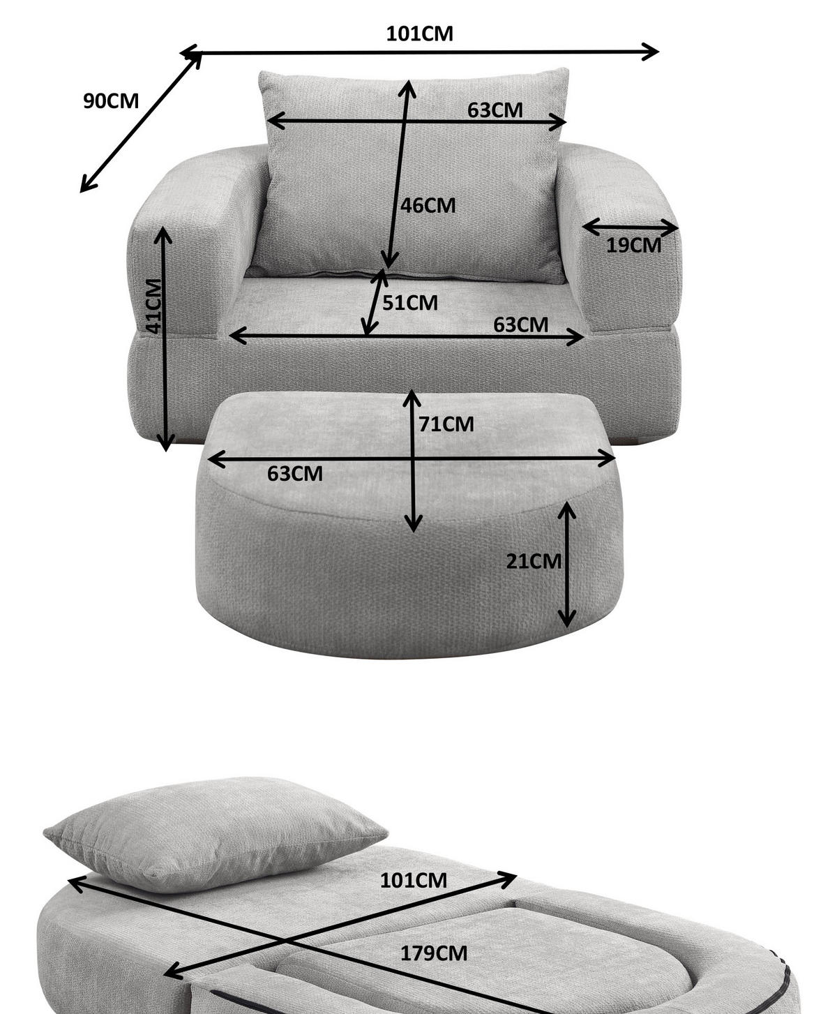 SOFA modular Chenille Light Grey - Hellgrau, Holzwerkstoff (90/41/101cm) - Meubliv