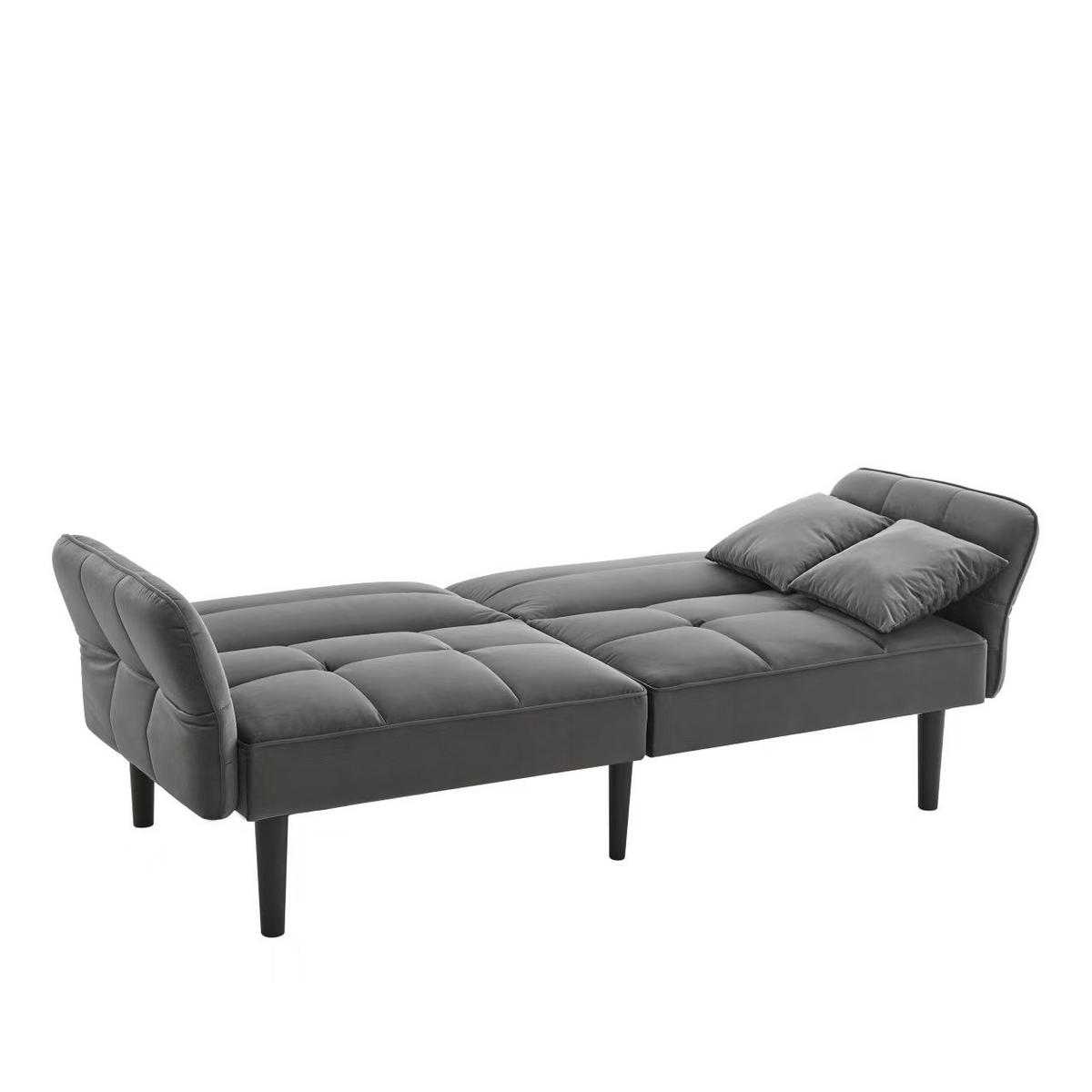SCHLAFSOFA 176/78/76 cm Antikes Antikgrau Samt mit klappbaren Armlehnen - Graphitfarben, Textil (176/76/78cm) - Oxeza