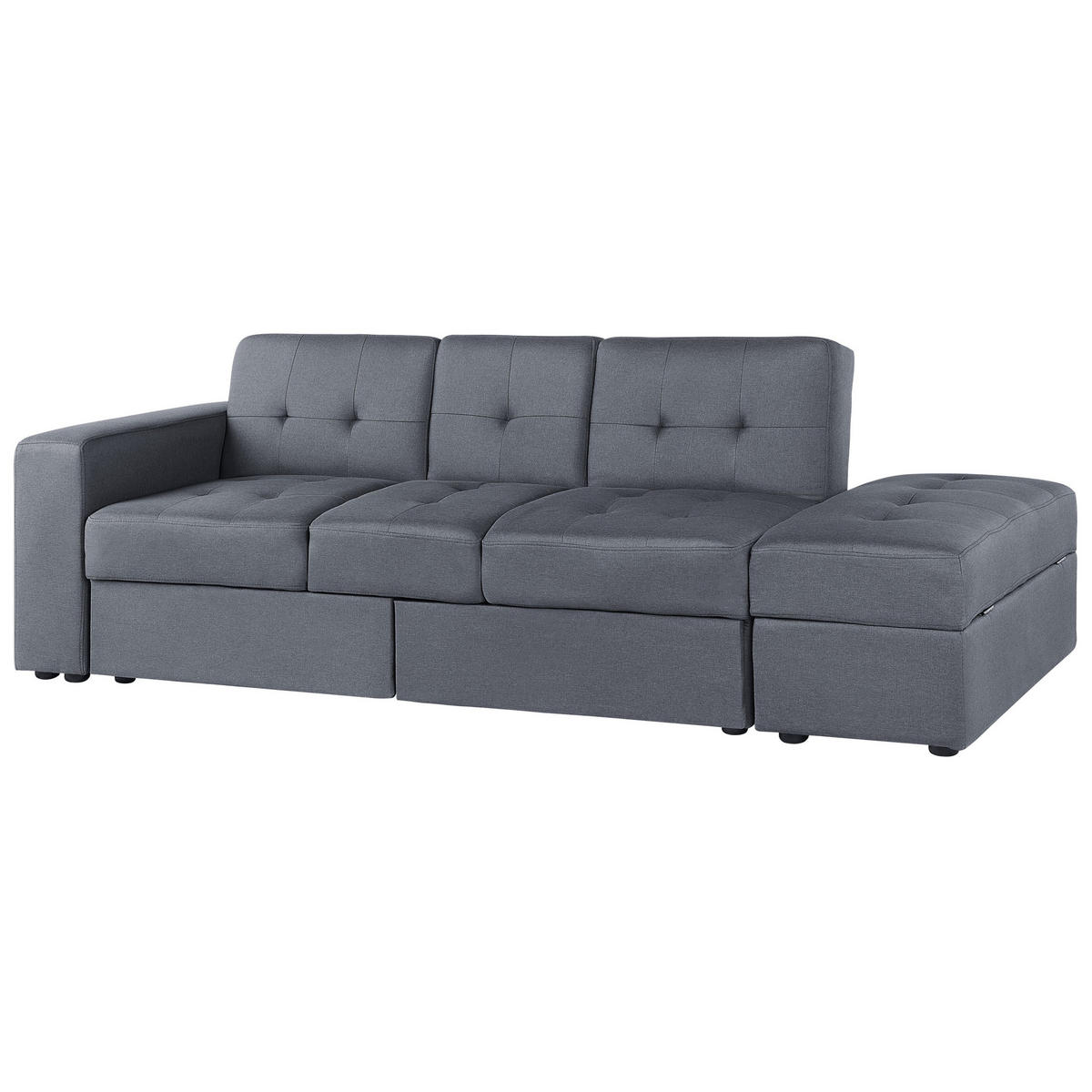 3-SITZER-SCHLAFSOFA dunkelgrau mit Stauraum Ottomane Falster - Grau, Textil (210/71/94cm) - Beliani