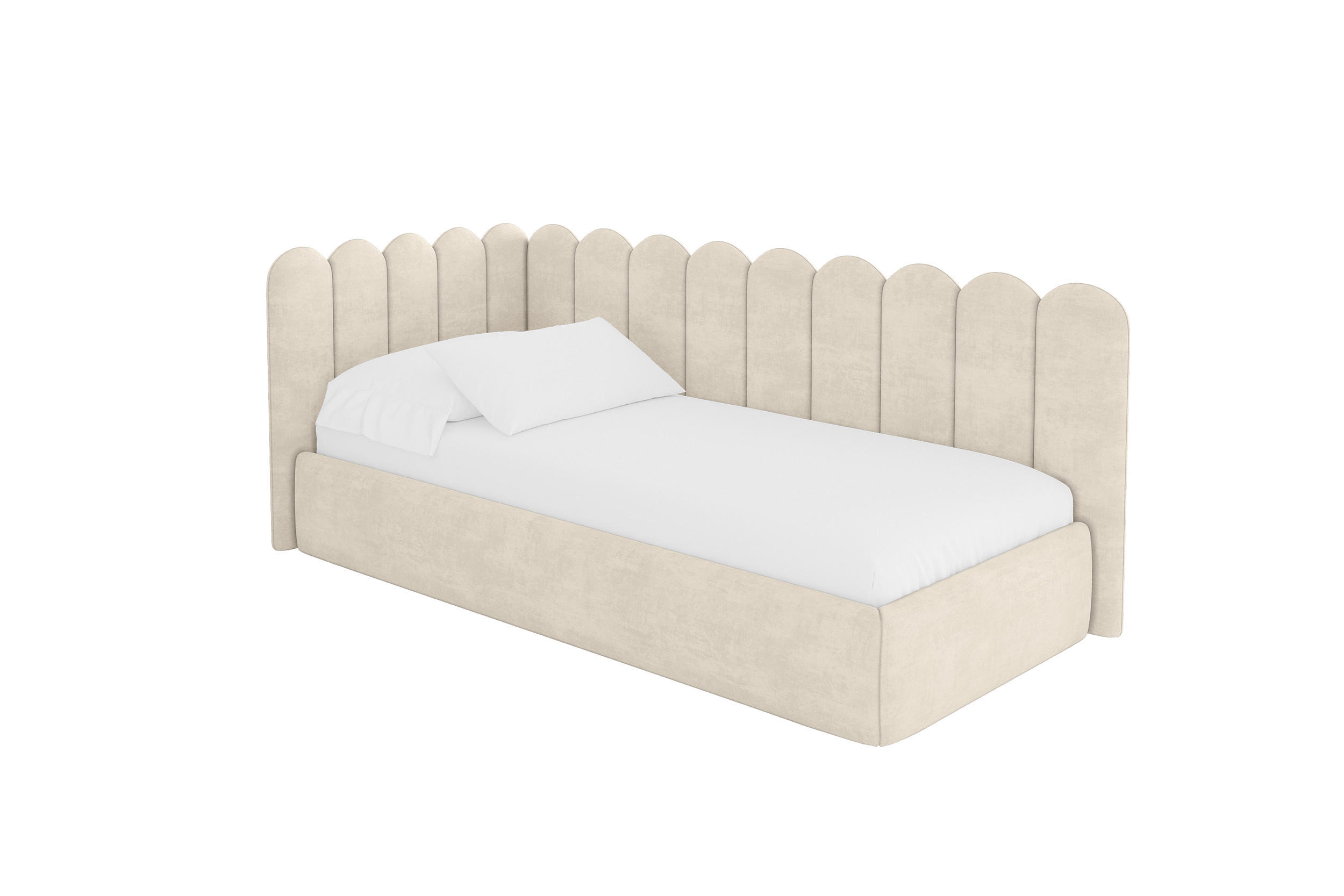 EINZELLBETT Jugendbett mit Bettkasten und Matratze H3/H4, Rechts - ARTY 90x200 Beige - Naturfarben, Holzwerkstoff/Textil (90/200cm) - ALTDECOR