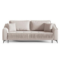3-SITZER SCHLAFSOFA Louisos Samt Hellbeige - Ecru/Schwarz, Textil/Metall (249/100/100cm) - Selsey