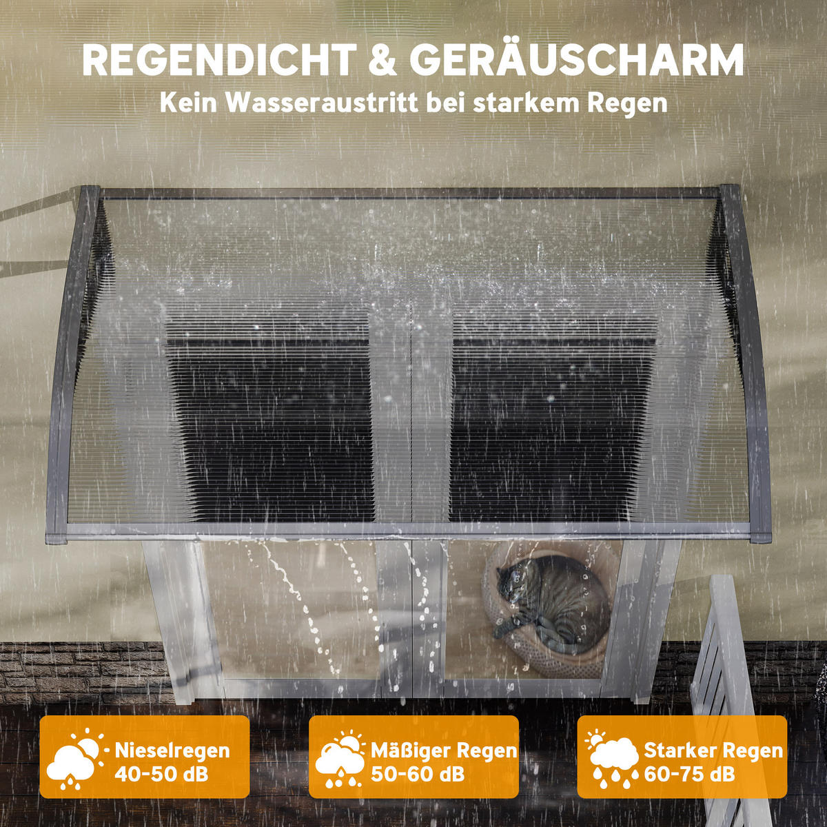 PULTVORDACH Polycarbonate Aluminium Transparent Grau - Grau, Kunststoff/Metall (60/18/110cm) - Outsunny