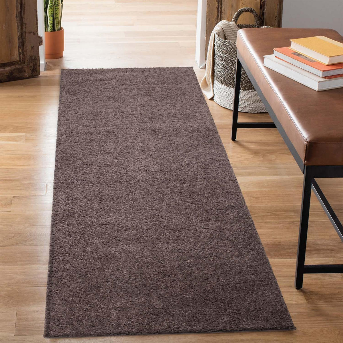 HOCHFLOR-TEPPICH City Shaggy 500 Braun 80x300 cm - Braun, Textil (80/300cm) - carpet city