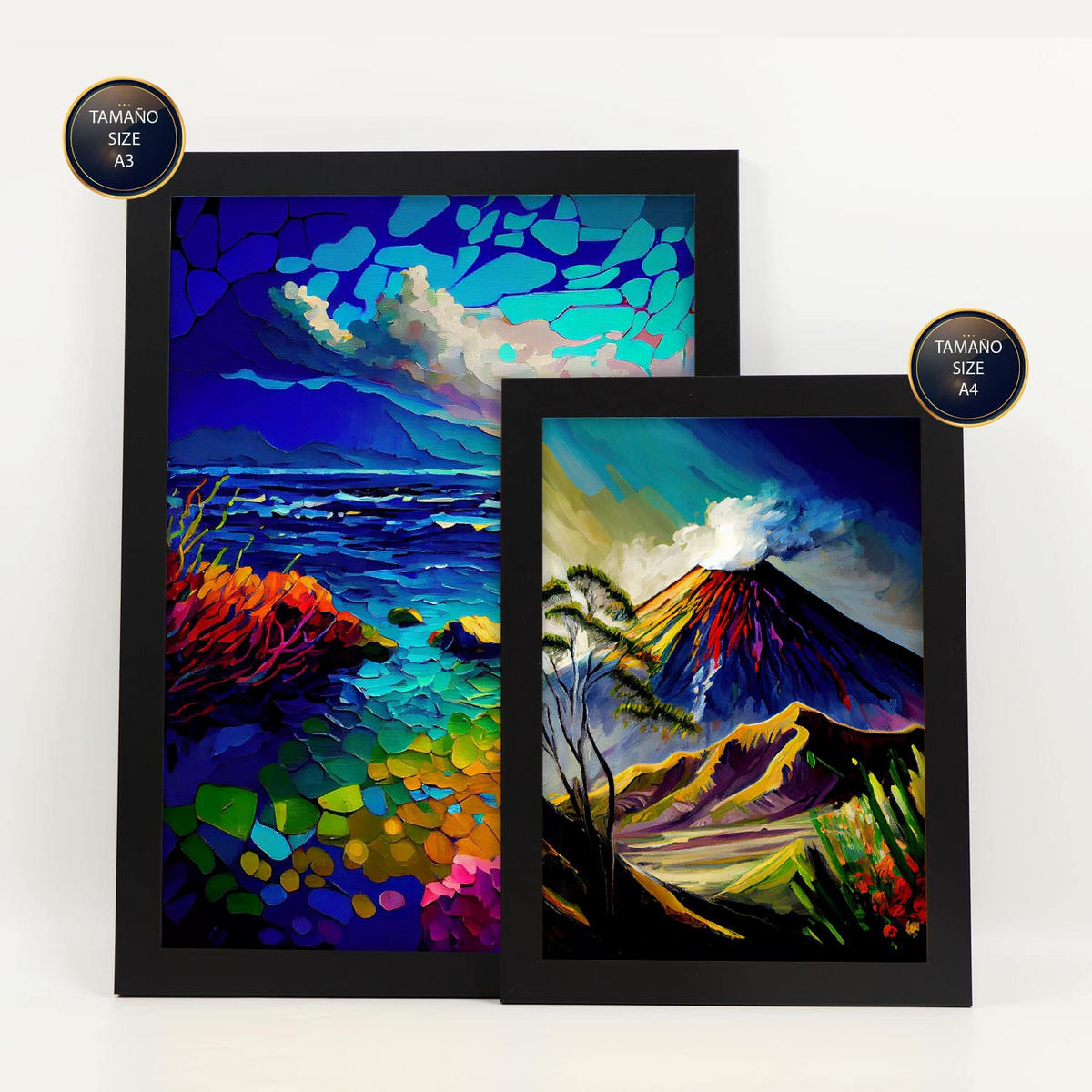 POSTER Set Mit 6 Berge Im Ölgemälde Stil A3 & A4 Rahmenlos - Klar, Papier (29/3cm) - Nacnic