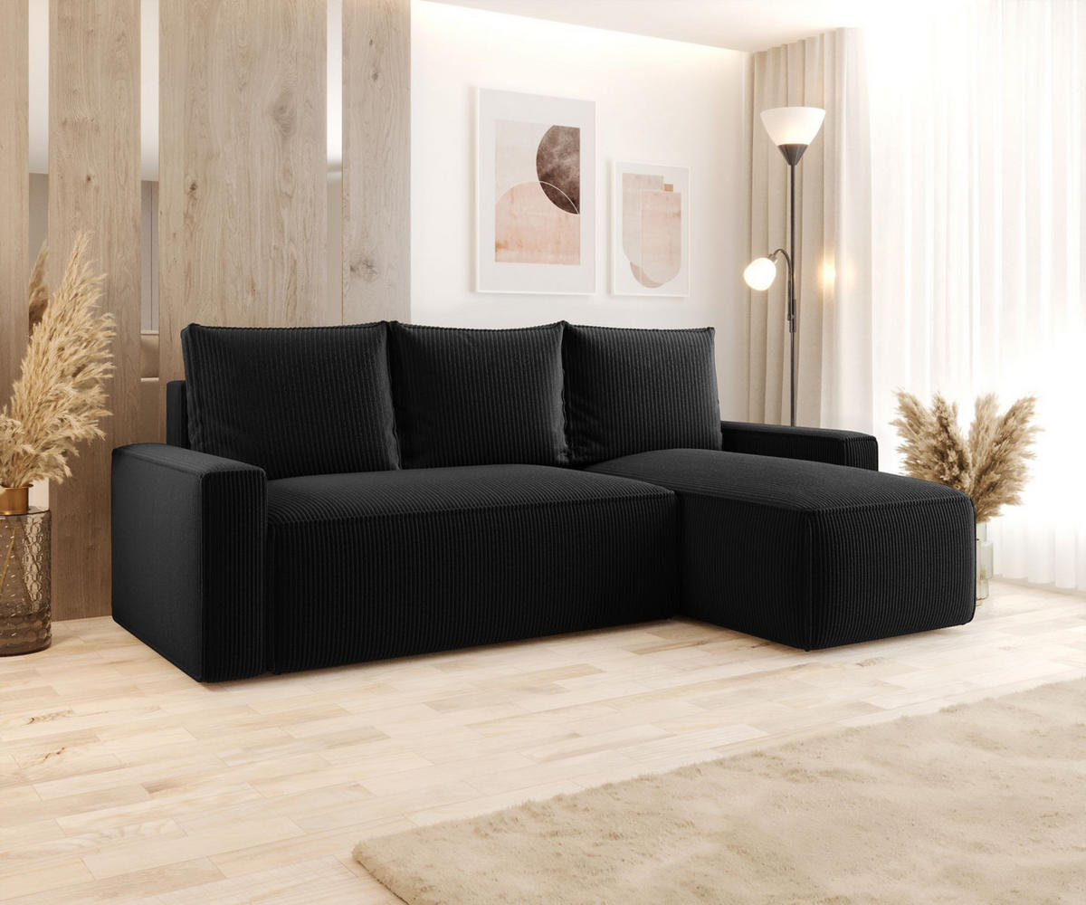ECKSOFA mit Schlaffunktion SAVIO Poso 135 Rechts - Schwarz, Textil (232/140cm) - Bedante