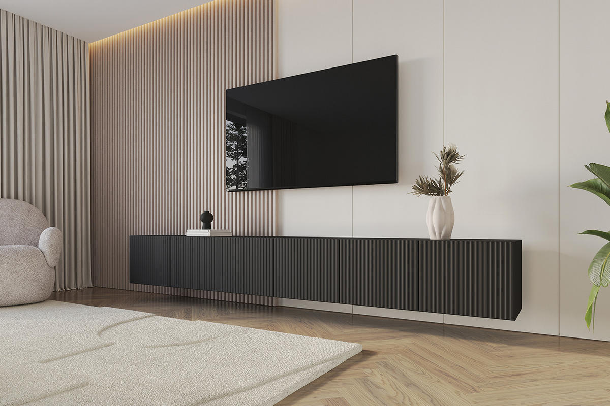 LOWBOARD NOA-2-W 3x100x40x41 cm - Schwarz - Schwarz, Holzwerkstoff (300/40/41cm) - ALTDECOR