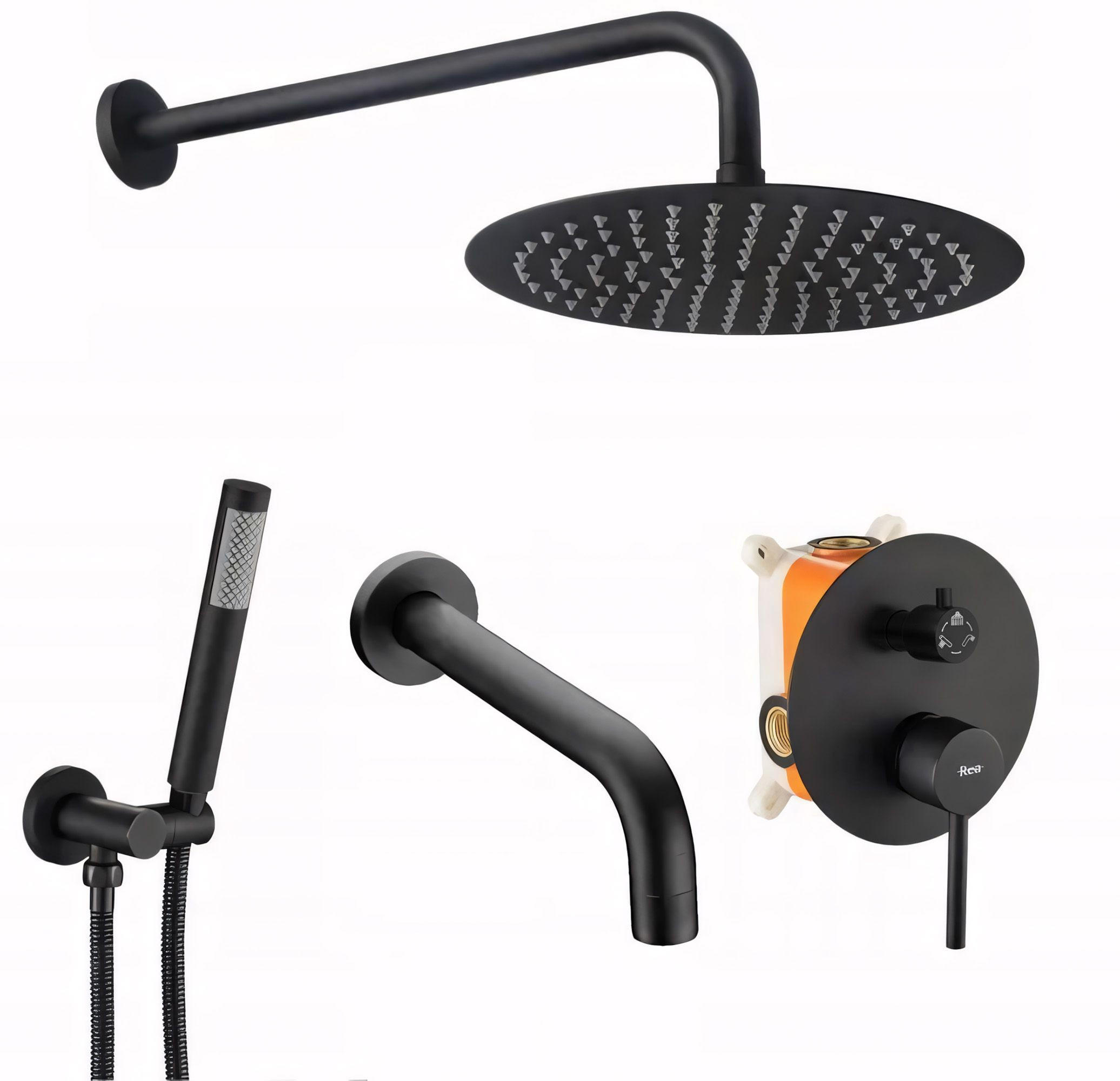 UNTERPUTZ Wannen/dusch-set Rea Lungo Black +box - Schwarz, Metall (16/9/38.5cm) - REA