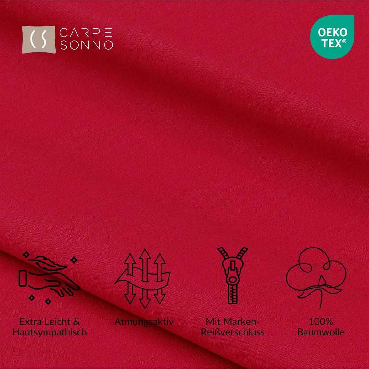 KISSENBEZUG 40x40 cm aus 100% Baumwolle, Kissenhülle Rot Uni - Rot, Textil (40/40cm) - Carpe Sonno