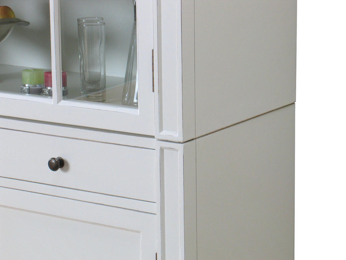 VITRINE Amaretta weiß antik patiniert 110/45/200 cm - Weiß, Holz (110/200/45cm) - ebuy24